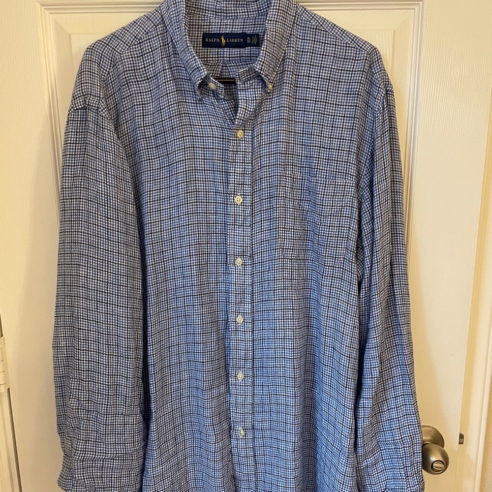 Ralph Lauren - 100% Linen Plaid Button Down